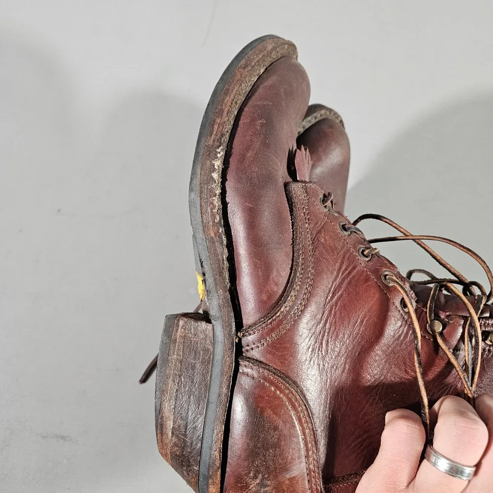 Nicks Handmade Boots Logger Men 11.5 D Brown Leather Vibram Kiltie Spokane